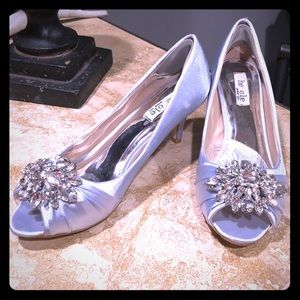Silver Cinderella Rhinestone Satin Heels